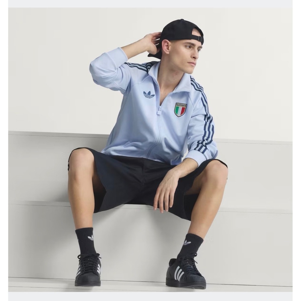 Adidas Originals Mens Italia Track Jacket Light Blue Full Zip Soccer Top XXL